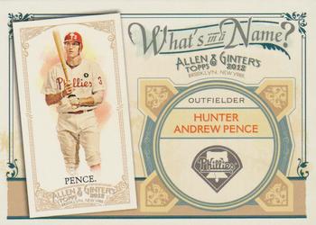 2012 Topps Allen & Ginter - What's in a Name? #WIN30 Hunter Pence Front