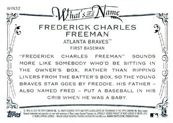 2012 Topps Allen & Ginter - What's in a Name? #WIN32 Freddie Freeman Back