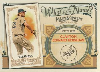 2012 Topps Allen & Ginter - What's in a Name? #WIN34 Clayton Kershaw Front