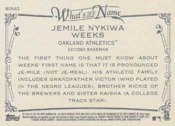 2012 Topps Allen & Ginter - What's in a Name? #WIN40 Jemile Weeks Back