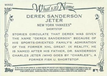 2012 Topps Allen & Ginter - What's in a Name? #WIN52 Derek Jeter Back