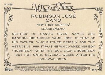 2012 Topps Allen & Ginter - What's in a Name? #WIN55 Robinson Cano Back