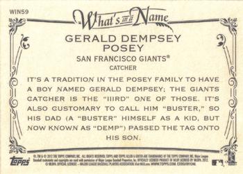 2012 Topps Allen & Ginter - What's in a Name? #WIN59 Buster Posey Back