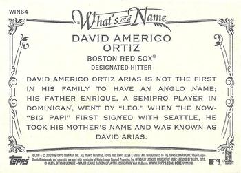 2012 Topps Allen & Ginter - What's in a Name? #WIN64 David Ortiz Back