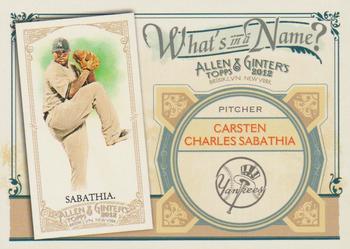 2012 Topps Allen & Ginter - What's in a Name? #WIN72 CC Sabathia Front