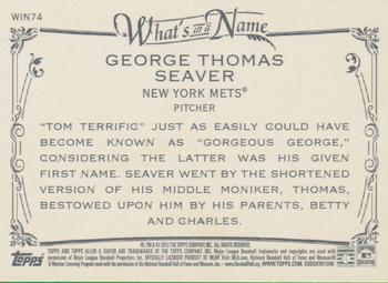 2012 Topps Allen & Ginter - What's in a Name? #WIN74 Tom Seaver Back