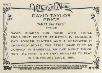 2012 Topps Allen & Ginter - What's in a Name? #WIN77 David Price Back