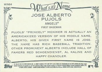 2012 Topps Allen & Ginter - What's in a Name? #WIN84 Albert Pujols Back