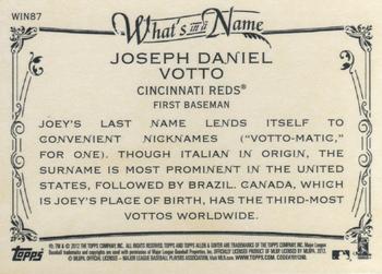 2012 Topps Allen & Ginter - What's in a Name? #WIN87 Joey Votto Back