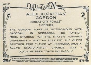 2012 Topps Allen & Ginter - What's in a Name? #WIN88 Alex Gordon Back