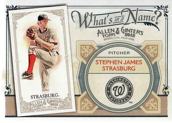 2012 Topps Allen & Ginter - What's in a Name? #WIN89 Stephen Strasburg Front