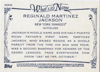 2012 Topps Allen & Ginter - What's in a Name? #WIN94 Reggie Jackson Back