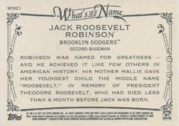 2012 Topps Allen & Ginter - What's in a Name? #WIN21 Jackie Robinson Back