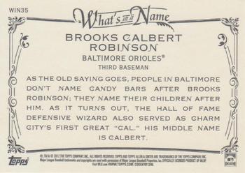 2012 Topps Allen & Ginter - What's in a Name? #WIN35 Brooks Robinson Back