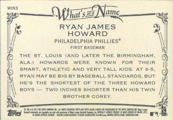 2012 Topps Allen & Ginter - What's in a Name? #WIN3 Ryan Howard Back