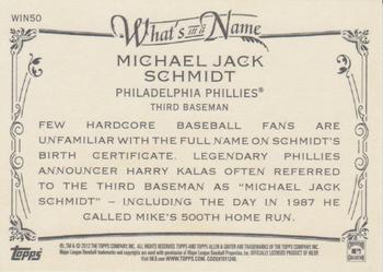 2012 Topps Allen & Ginter - What's in a Name? #WIN50 Mike Schmidt Back