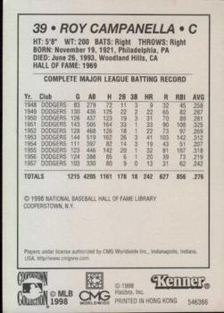 1998 Kenner Starting Lineup Cards Cooperstown Collection #546366 Roy Campanella Back
