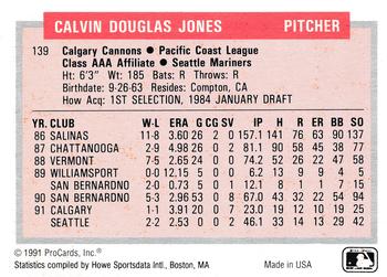 1991-92 ProCards Tomorrow's Heroes #139 Calvin Jones Back