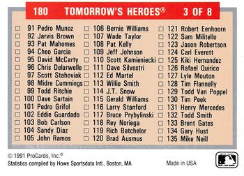 1991-92 ProCards Tomorrow's Heroes #180 Checklist: 91-180 Front
