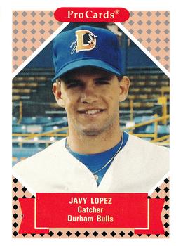 1991-92 ProCards Tomorrow's Heroes #186 Javy Lopez Front