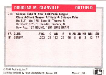 1991-92 ProCards Tomorrow's Heroes #210 Doug Glanville Back