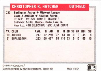 1991-92 ProCards Tomorrow's Heroes #230 Chris Hatcher Back