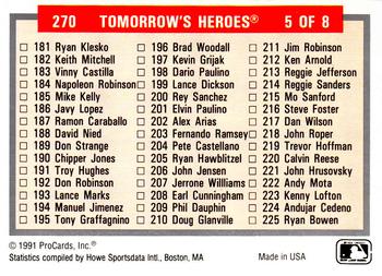 1991-92 ProCards Tomorrow's Heroes #270 Checklist: 181-270 Front