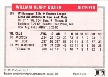 1991-92 ProCards Tomorrow's Heroes #282 D.J. Dozier Back