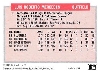 1991-92 ProCards Tomorrow's Heroes #2 Luis Mercedes Back