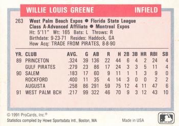 1991-92 ProCards Tomorrow's Heroes #263 Willie Greene Back