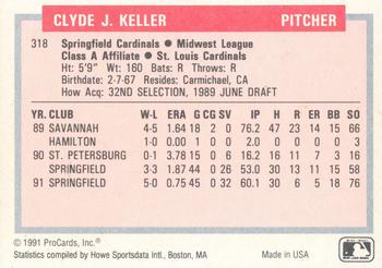 1991-92 ProCards Tomorrow's Heroes #318 Clyde Keller Back