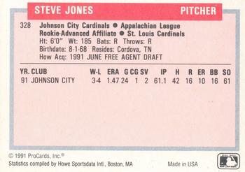 1991-92 ProCards Tomorrow's Heroes #328 Steve Jones Back
