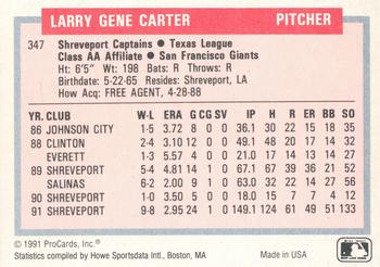 1991-92 ProCards Tomorrow's Heroes #347 Larry Carter Back