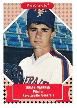 1991-92 ProCards Tomorrow's Heroes #67 Brian Warren Front