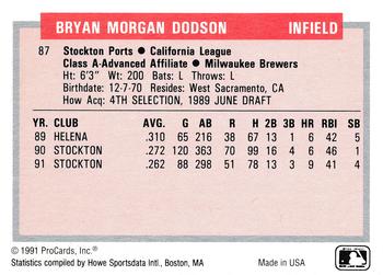 1991-92 ProCards Tomorrow's Heroes #87 Bo Dodson Back