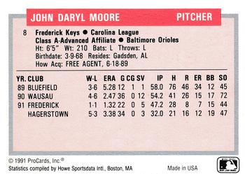 1991-92 ProCards Tomorrow's Heroes #8 Daryl Moore Back