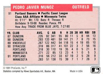 1991-92 ProCards Tomorrow's Heroes #91 Pedro Munoz Back