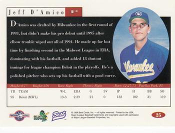 1996 Best #25 Jeff D'Amico Back