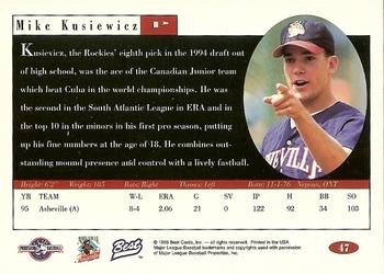 1996 Best #47 Mike Kusiewicz Back