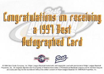 1997 Best - Autographs Autograph Series #NNO Lonell Roberts Back
