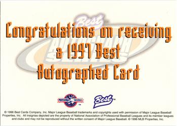 1997 Best - Autographs Autograph Series #NNO Matt Smith Back