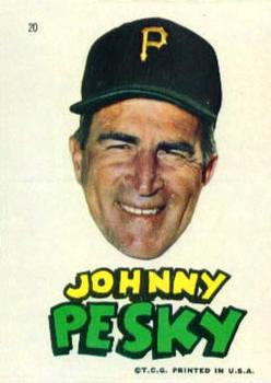 1967 Topps Stickers Pittsburgh Pirates #20 Johnny Pesky Front