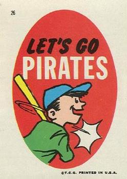 1967 Topps Stickers Pittsburgh Pirates #26 Let's Go Pirates Front