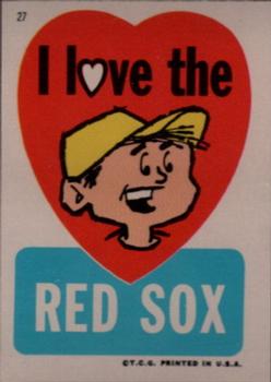 1967 Topps Stickers Boston Red Sox #27 I Love the Red Sox Front