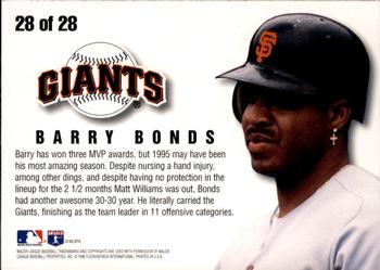 1996 Fleer - Team Leaders #28 Barry Bonds Back