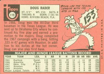 1969 Topps #119 Doug Rader Back
