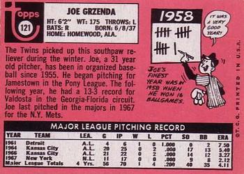 1969 Topps #121 Joe Grzenda Back