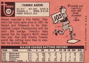 1969 Topps #128 Tommie Aaron Back