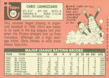 1969 Topps #131 Chris Cannizzaro Back