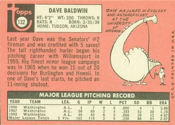 1969 Topps #132 Dave Baldwin Back
